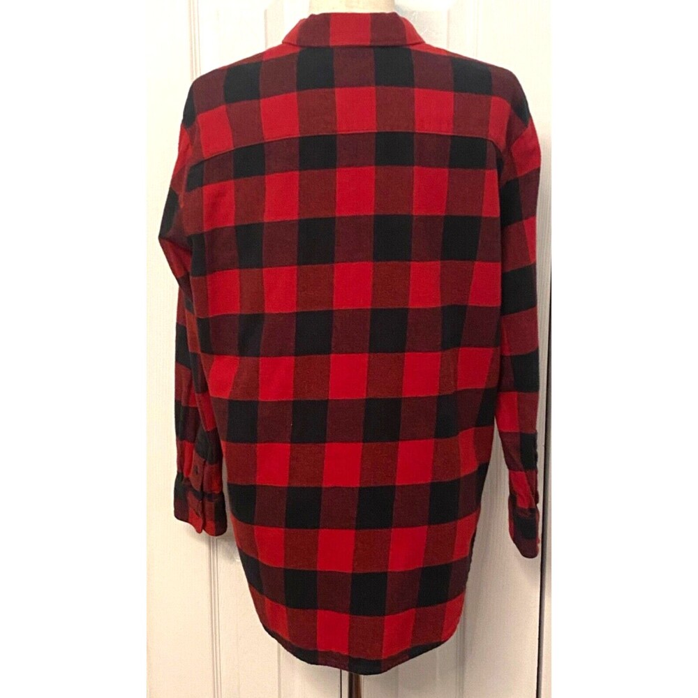 MADEWELL Women's S Flannel Shirt Oversized Buffalo Check Red Black Plaid Cotton - Picture 2 of 8